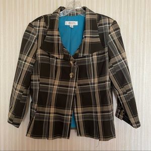 Womens Blazer Isaac Mizrahi For Target Plaid Full Lined Size 8 Fitted